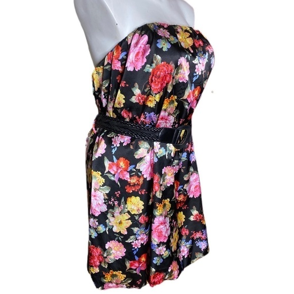 Torrid Strapless Dress Floral Black with Belt Size 2X - Picture 4 of 8